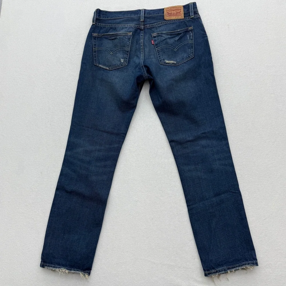 Levi's Strauss 511 Mens Jeans W34 L32 Dark Wash Distressed Slim‎ Fit Casual 2019